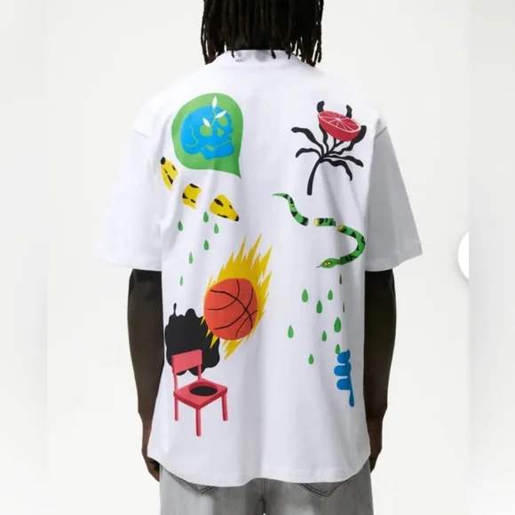 Zara Men’s Graffiti Print Short Sleeve Tee - Made in Portugal - Size L - Picture 3 of 9